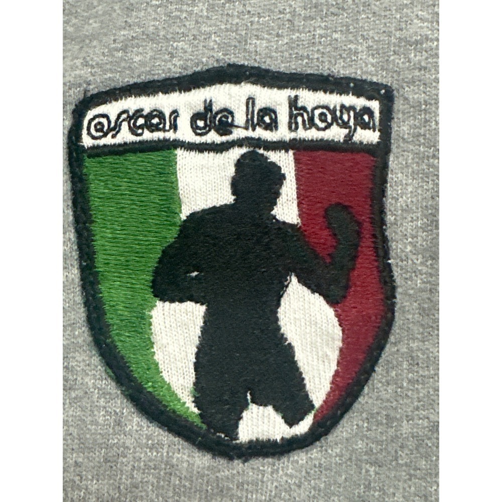 VTG Oscar De La Hoya Full Zip Hoodie Gray ODLH Boxing Graphic Mens Sweatshirt - Picture 2 of 10